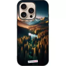 Coque iPhone 16 Pro - Silicone rigide noir Sunset Forest Lake