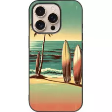 Coque iPhone 16 Pro - Silicone rigide noir Surf Paradise