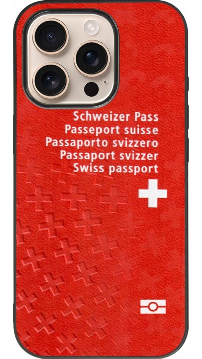 iPhone 16 Pro Case Hülle - Silikon schwarz Swiss Passport