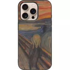 Coque iPhone 16 Pro - Silicone rigide noir Tableau art - Le Cri - Edvard Munch