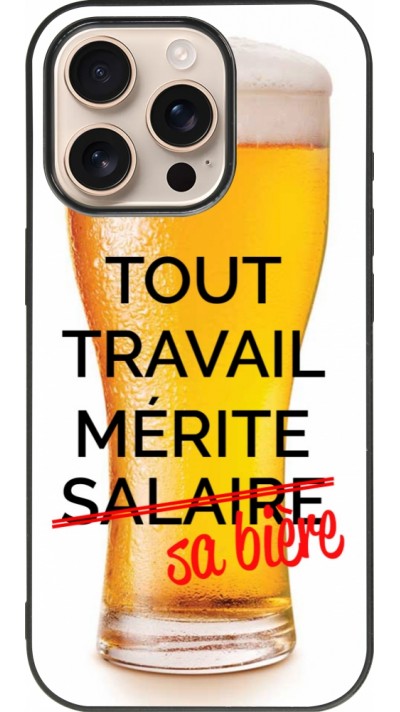 iPhone 16 Pro Case Hülle - Silikon schwarz Tout travail mérite sa bière