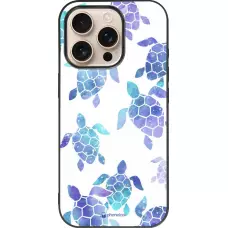 Coque iPhone 16 Pro - Silicone rigide noir Turtles pattern watercolor