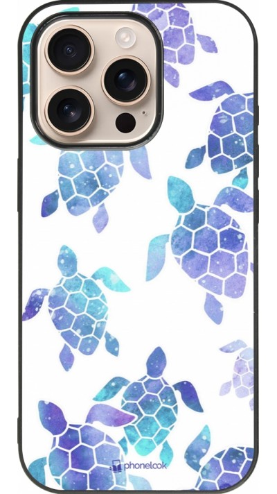 iPhone 16 Pro Case Hülle - Silikon schwarz Turtles pattern watercolor