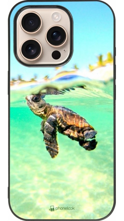 iPhone 16 Pro Case Hülle - Silikon schwarz Turtle Underwater