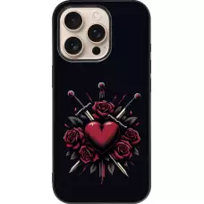 Coque iPhone 16 Pro - Silicone rigide noir Valentine 2024 gothic love