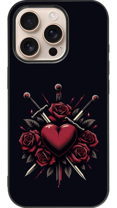 iPhone 16 Pro Case Hülle - Silikon schwarz Valentine 2024 gothic love