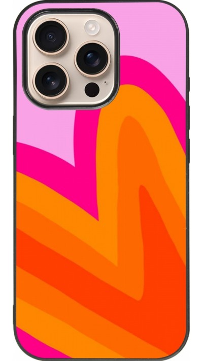 iPhone 16 Pro Case Hülle - Silikon schwarz Valentine 2024 heart gradient