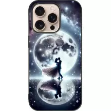 Coque iPhone 16 Pro - Silicone rigide noir Valentine 2024 Love under the moon
