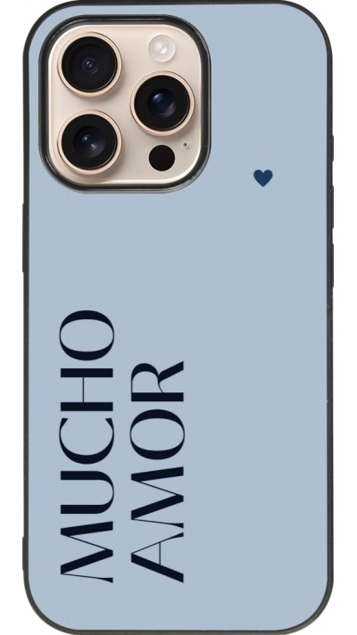 iPhone 16 Pro Case Hülle - Silikon schwarz Valentine 2024 mucho amor azul
