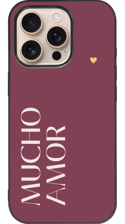 iPhone 16 Pro Case Hülle - Silikon schwarz Valentine 2024 mucho amor rosado
