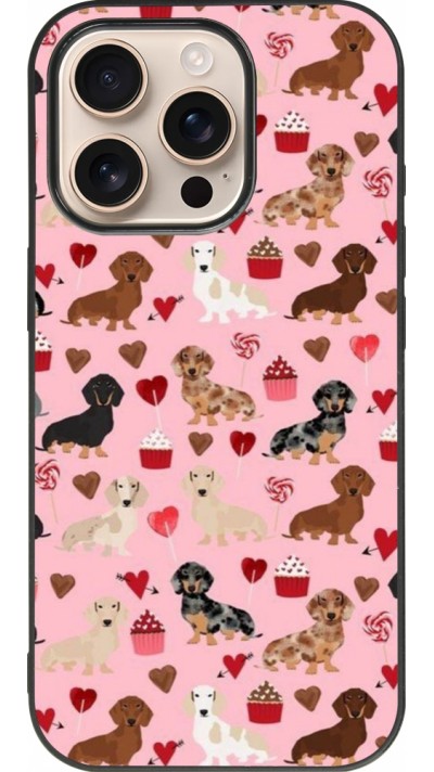 iPhone 16 Pro Case Hülle - Silikon schwarz Valentine 2024 puppy love