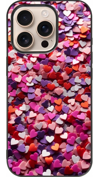 iPhone 16 Pro Case Hülle - Silikon schwarz Valentin 2025 Konfetti