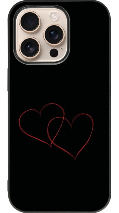 iPhone 16 Pro Case Hülle - Silikon schwarz Valentine 2023 attached heart