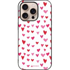 iPhone 16 Pro Case Hülle - Silikon schwarz Valentine 2022 Many pink hearts