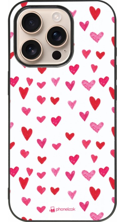 iPhone 16 Pro Case Hülle - Silikon schwarz Valentine 2022 Many pink hearts