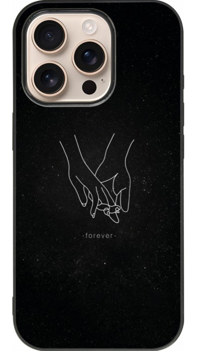 iPhone 16 Pro Case Hülle - Silikon schwarz Valentine 2023 hands forever