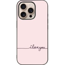 iPhone 16 Pro Case Hülle - Silikon schwarz Valentine 2023 i love you writing