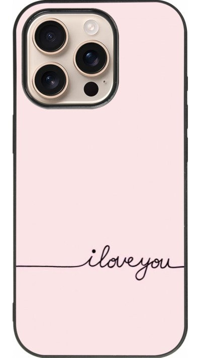 iPhone 16 Pro Case Hülle - Silikon schwarz Valentine 2023 i love you writing