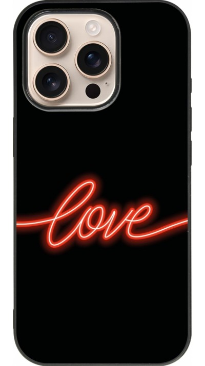 iPhone 16 Pro Case Hülle - Silikon schwarz Valentine 2023 neon love