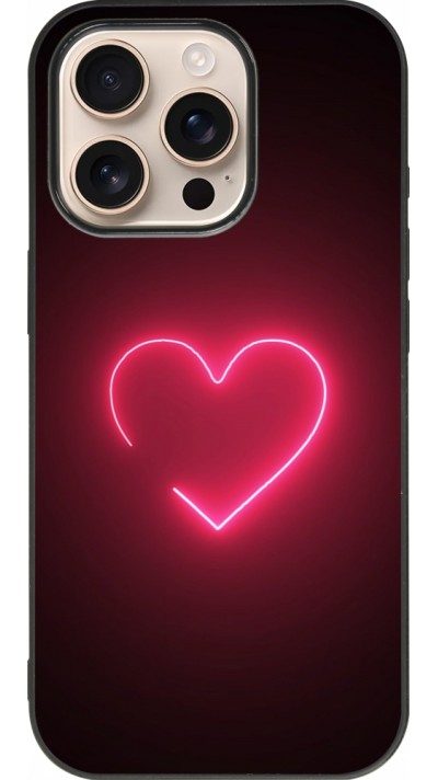 iPhone 16 Pro Case Hülle - Silikon schwarz Valentine 2023 single neon heart