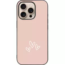 Coque iPhone 16 Pro - Silicone rigide noir Valentine 2023 three minimalist hearts