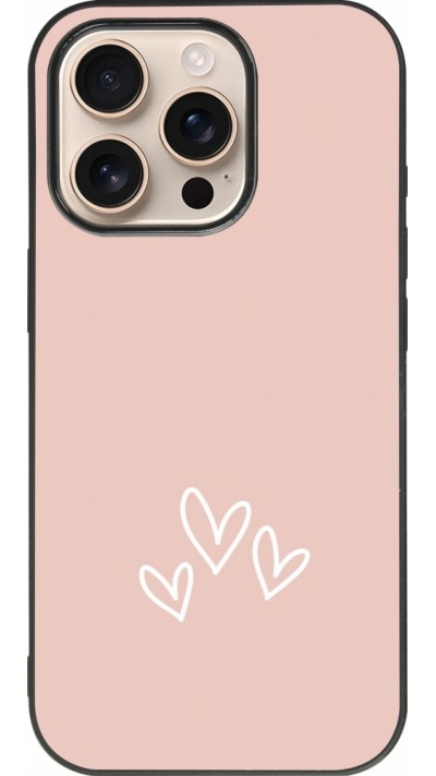 iPhone 16 Pro Case Hülle - Silikon schwarz Valentine 2023 three minimalist hearts