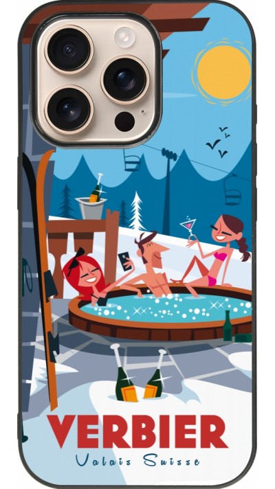 iPhone 16 Pro Case Hülle - Silikon schwarz Verbier Mountain Jacuzzi