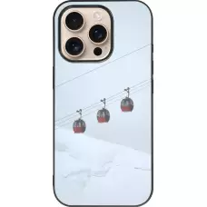 Coque iPhone 16 Pro - Silicone rigide noir Winter 22 ski lift