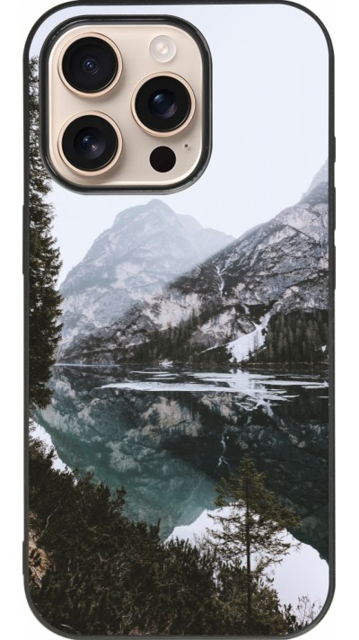 iPhone 16 Pro Case Hülle - Silikon schwarz Winter 22 snowy mountain and lake