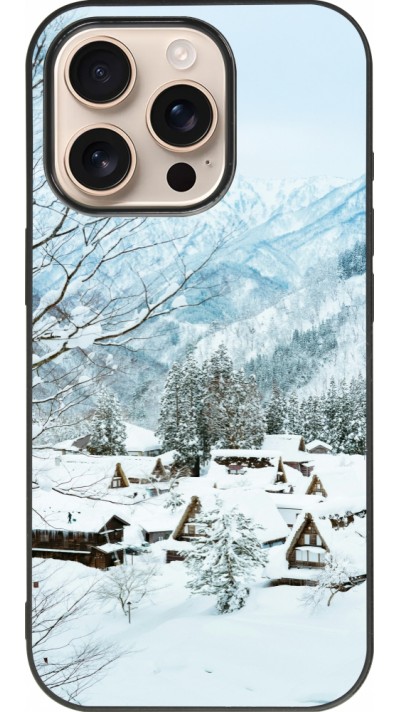 iPhone 16 Pro Case Hülle - Silikon schwarz Winter 25 Winter snowy landscape