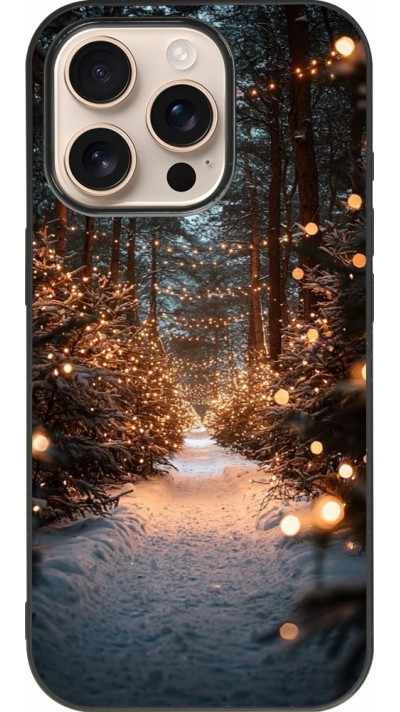 iPhone 16 Pro Case Hülle - Silikon schwarz Winter 25 Winter snowy road