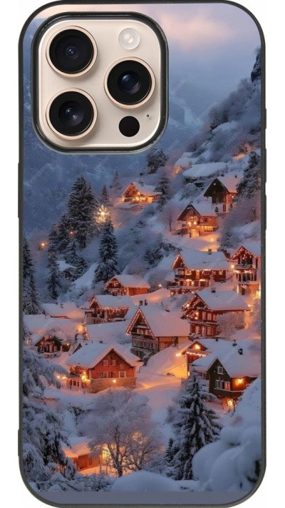 iPhone 16 Pro Case Hülle - Silikon schwarz Winter 25 Winter snowy village