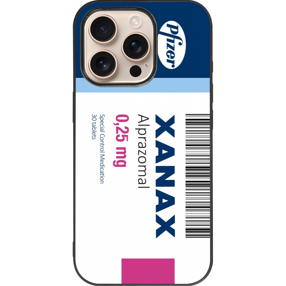 iPhone 16 Pro Case Hülle - Silikon schwarz Xanax Alprazolam 2025