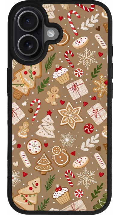 iPhone 17 Case Hülle - Silikon schwarz Christmas 25 Pattern Ginger Cookie