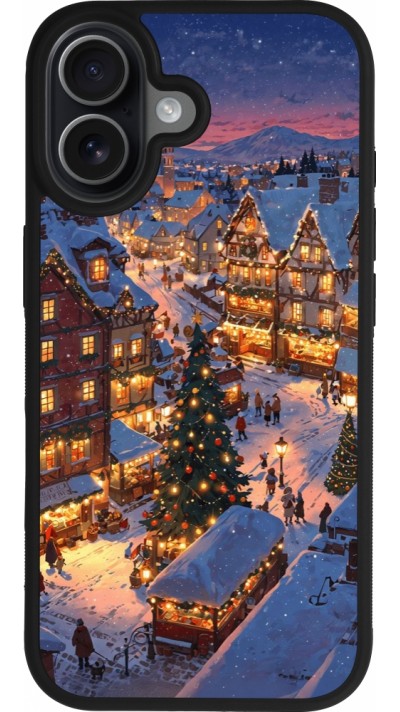 iPhone 17 Case Hülle - Silikon schwarz Christmas 25 Xmas Village