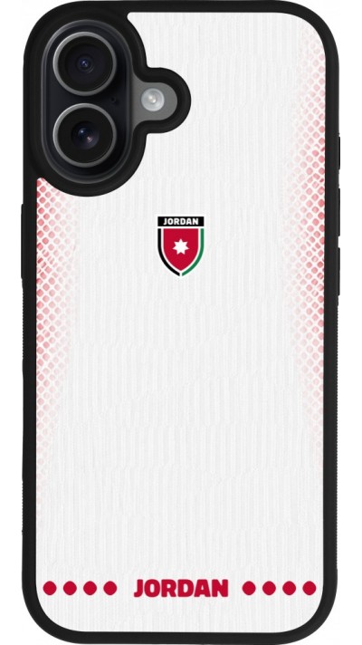 Coque iPhone 17 - Silicone rigide noir Maillot de football Jordanie 2026 personnalisable