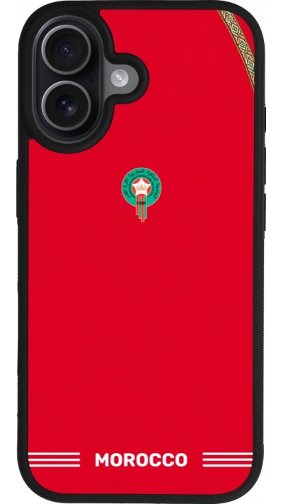 Coque iPhone 17 - Silicone rigide noir Maillot de football Maroc 2026 personnalisable