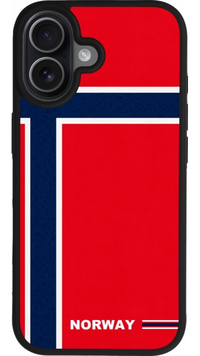 Coque iPhone 17 - Silicone rigide noir Maillot de football Norvège 2026 personnalisable