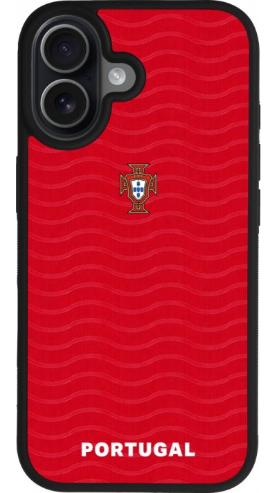 Coque iPhone 17 - Silicone rigide noir Maillot de football Portugal 2026 personnalisable