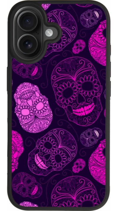 iPhone 17 Case Hülle - Silikon schwarz Halloween 2023 pink skulls