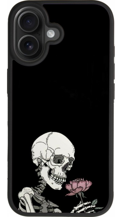 iPhone 17 Case Hülle - Silikon schwarz Halloween 2023 rose and skeleton