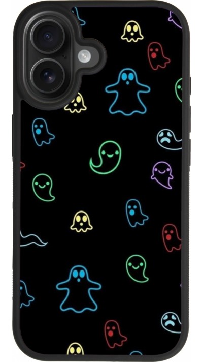 iPhone 17 Case Hülle - Silikon schwarz Halloween 2024 colorful ghosts