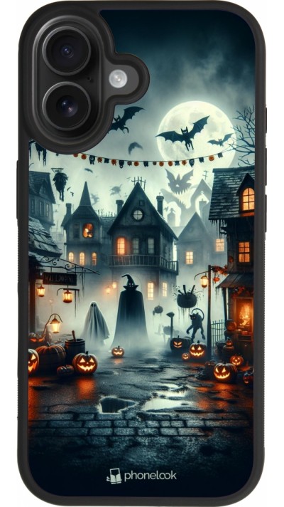 iPhone 17 Case Hülle - Silikon schwarz Halloween Spukstadt