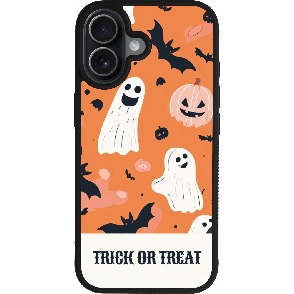 iPhone 17 Case Hülle - Silikon schwarz Halloween 2025 Trick treat
