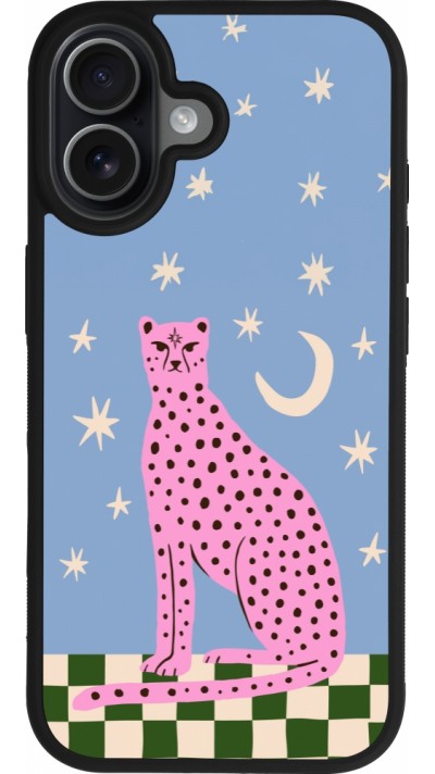 iPhone 17 Case Hülle - Silikon schwarz Pink leopard with stars 2026