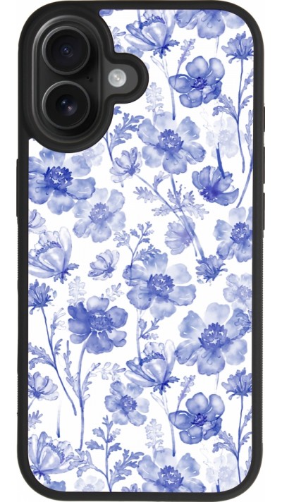 iPhone 17 Case Hülle - Silikon schwarz Spring 23 watercolor blue flowers