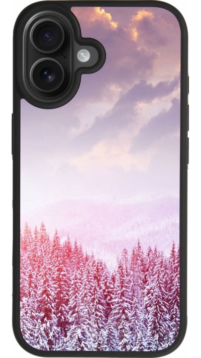 iPhone 17 Case Hülle - Silikon schwarz Winter 22 Pink Forest