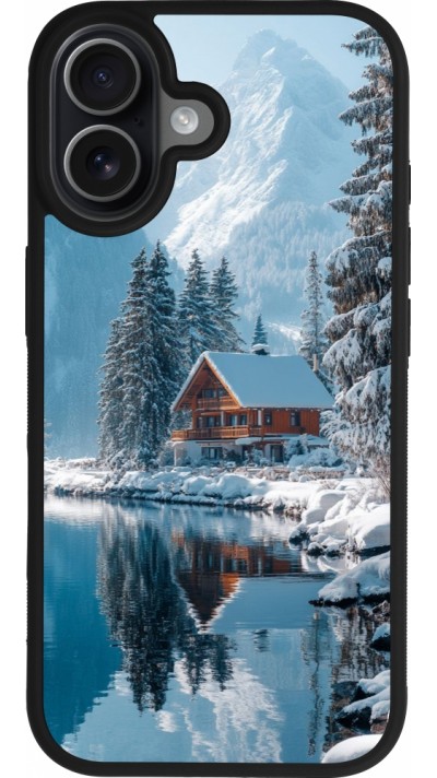 iPhone 17 Case Hülle - Silikon schwarz Winter 25 Winter house forest day