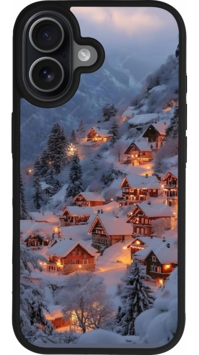 iPhone 17 Case Hülle - Silikon schwarz Winter 25 Winter snowy village