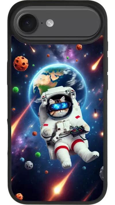 Coque iPhone Air - Silicone rigide noir VR SpaceCat Odyssey